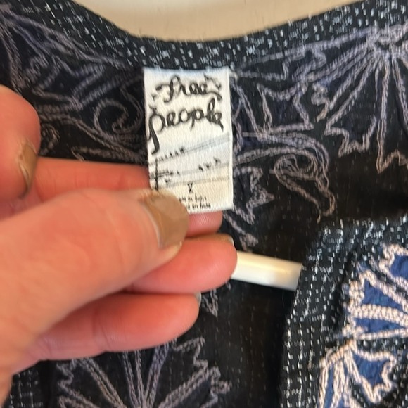 FREE PEOPLE Embroidered Pullover Tunic Kaftan Cover Up Drawstring Waist - Picture 6 of 7